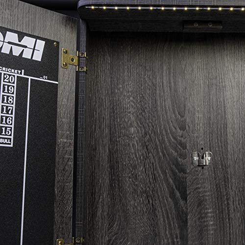 DMI Sports Paris Bristle Dartboard Cabinet Sets - Includes LED Lighting or Electronic Scoring Option, Rustic Grey (D4400W) DMI Sports