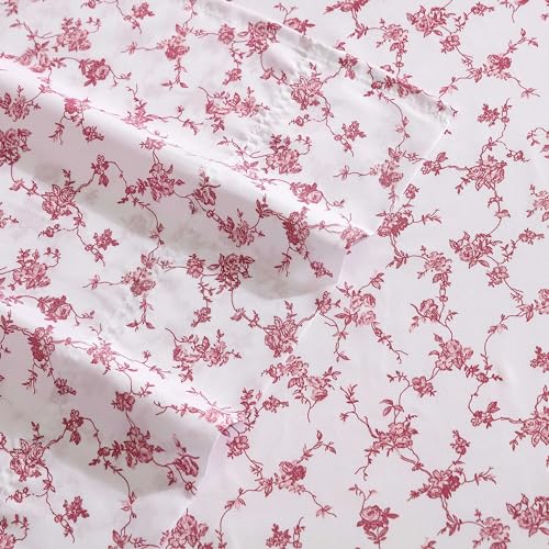 Betsey Johnson - Twin XL Size Sheet Set, Ultra-Soft Bedding with Smooth & Silky Feel, Deep Pockets, Bed Sheets with Matching Fitted Sheet & Pillowcases (Floral Toile Pink) Betsey Johnson
