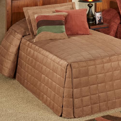 Touch of Class Camden Luxury Bedding | Neutral Camel Color | Classic Fitted Bedspread | Faux Suede Box Quilted Design | Designed 2 Piece Set Includes Twin Bedspread and 1 Standard Sham Touch of Class