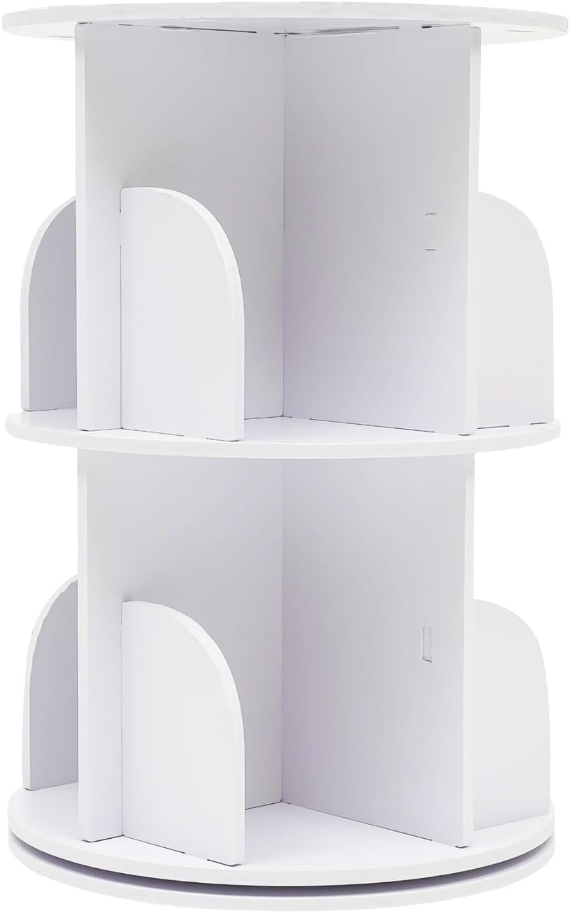 2-Tier Rotating Bookshelf Tower, Corner Bookcase Spinning Bookshelf, 360 ° Revolving Bookcase Book Storage Organizer Rack, Floor Standing Bookcases Display Shelf,Used for Bedroom,Living Room (2 Tier) Omosiroi