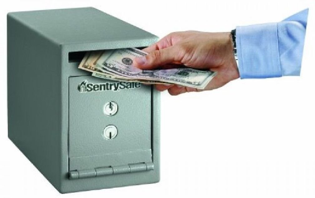 SentrySafe Depository Safe with Dual Key Lock, Steel Drop Slot Safe for Offices and Businesses, Stores Cash, Money, 0.23 Cubic Feet, 8.5 x 6 x 12.3 Inches, UC-025K SentrySafe