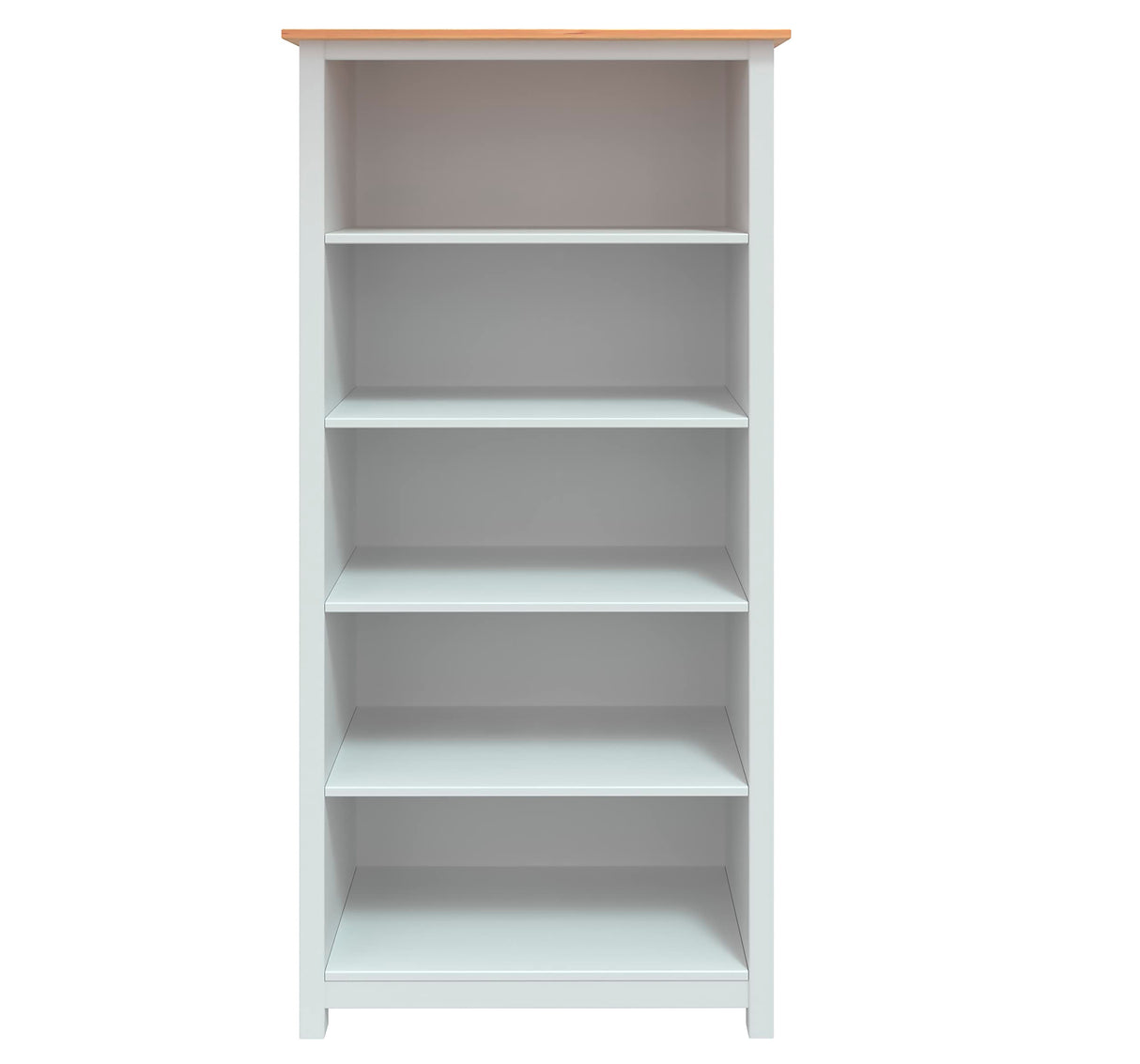 From The Tree Tall Solid Pine Wood Bookcase Shelf with White and Pine Finish WoodArtSupply