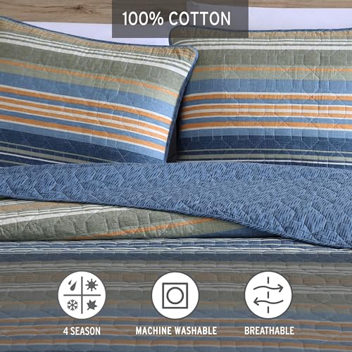 Eddie Bauer - Full/Queen Quilt Set, Reversible Cotton Bedding with Matching Shams, Home Decor for All Seasons (Yakima Green, Full/Queen) Eddie Bauer