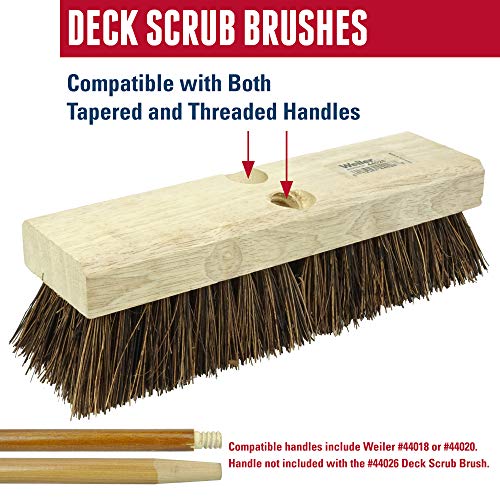 Weiler 44026 Heavy Duty Deck Scrub Brush with Natural Palmyra Bristles for Wooden Decks, Conrete Patios, and Other Rough Surfaces Weiler
