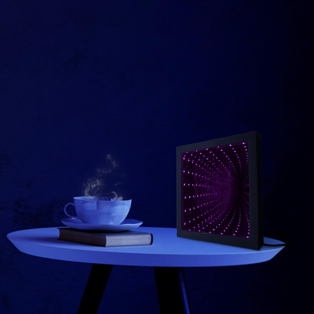 The Geeky Days Anonymous Guy Fawkes Mask 3D Stunning Optical Illusion Wood Frame V for Vendetta LED RGB Infinity Mirror Never Ending Tunnel Light The Geeky Days