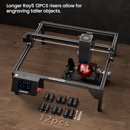 LONGER Laser Engraver Ray5 20000mW Engraver Machine with Air Assist Kit DIY CNC Laser Cutter Tool for Metal Glass Wood Working Area 15.7 "x15.7" with 4-in-1 Rotary Roller Kit Longer