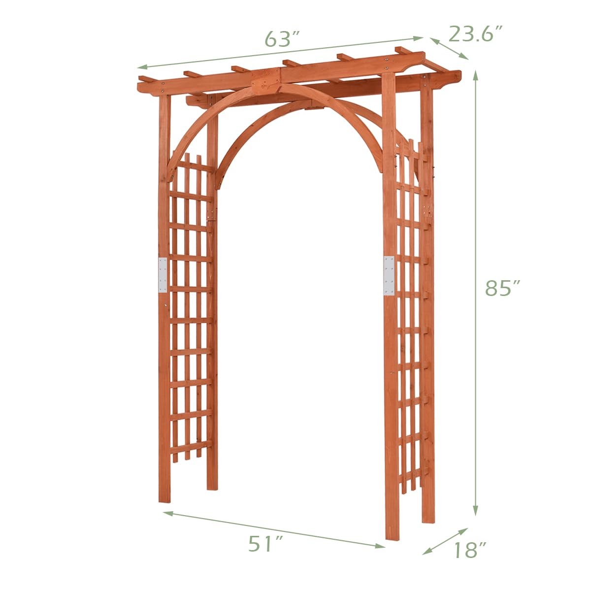 Happygrill Wood Garden Arbor, 85 Inch Wedding Arch Garden Archway Pergola, Garden Arch Trellis for Climbing Plants, Wedding Ceremony Decoration, Lawn, Parties HAPPYGRILL