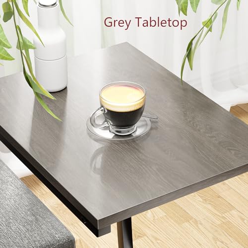 LAKEMID C Shaped End Table Set of 2, Side Table for Couch, Small Sofa Table with Metal Frame, Couch Table for Small Spaces, TV Tray Table for Living Room Bedroom (Grey) LAKEMID