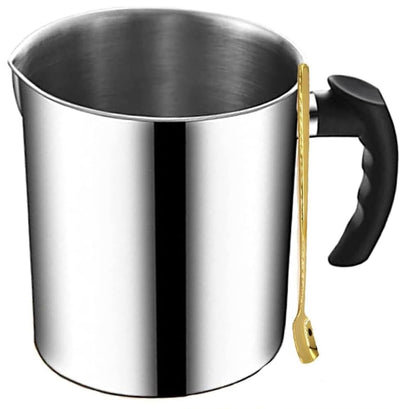 Candle Making Pouring Pot, 44oz 1.3L Wax Melting Pot and Spoon 304 Stainless Steel Candle Making Pitcher Heat-Resistant Handle Dripless Pouring Spout Design