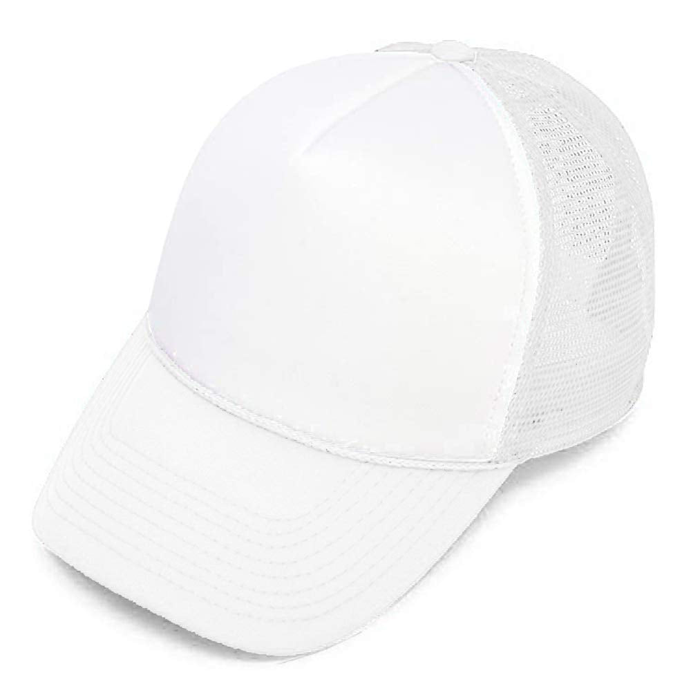 MR.R 6 Pack Sublimation Blanks White Mesh Trucker Polyester Cap, Two Tone Trucker Hat,Summer Mesh Cap with Adjustable Snapback,6 pcs per Pack MR.R