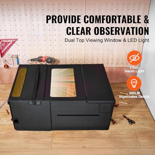 Happybuy Laser Engraver Enclosure, 48 x 31.5 x 19.6", Dual-Direction Viewing, Flame Retardant and Fireproof Protective Cover, with Exhaust Fan and Pipe Happybuy
