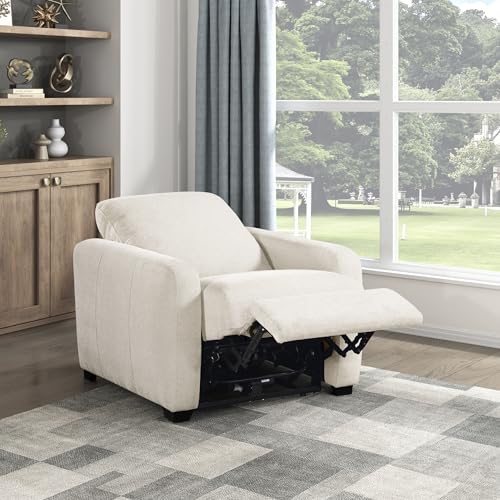 Lexicon Modern Power Recliner Chair with One-Touch Control and Charging Ports, Chenille Home Theater Seating, Wall-Hugger Reclining Chair for Living Room/Bedroom/Office, Easy Assembly, Beige