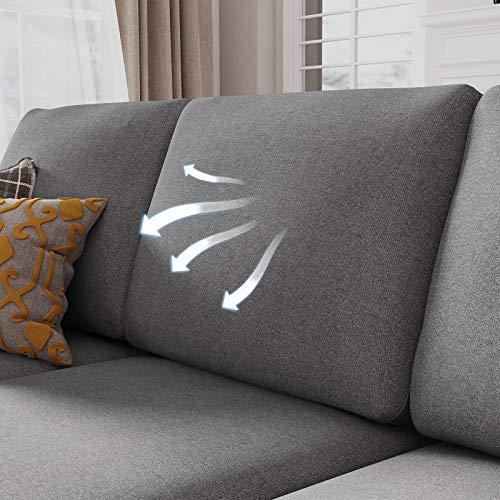 HONBAY Convertible Sectional Sofa, Convertible L Shaped Couch with Reversible Chaise, Sectional Couch for Small Space Apartment, Grey HONBAY