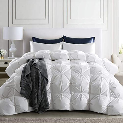 puredown® Goose Down Comforter Twin Size 800 Fill Power, 100% Cotton All Season Duvet Insert 700 Thread Count, Cloud Fluffy Pinch Pleat Extra Warmth