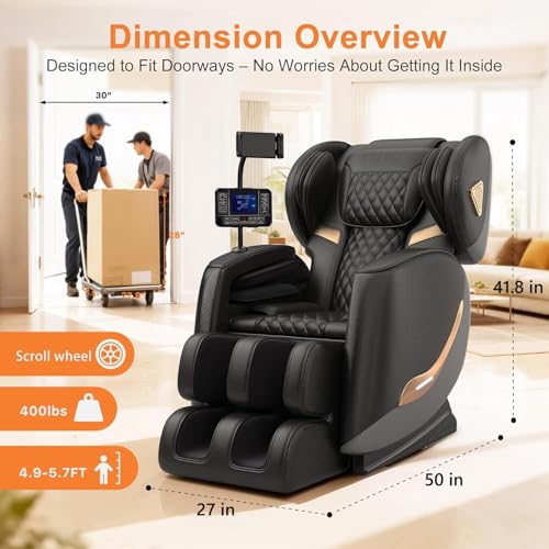GOLD TIME Upgraded Massage Chair Full Body, Zero Gravity Recliner with Heat, 10 Fix Points, Bluetooth, Touch Screen, Footrest, Shiatsu Massage Chair Full Body for Parents, Seniors & Easy Assembly GOLD TIME