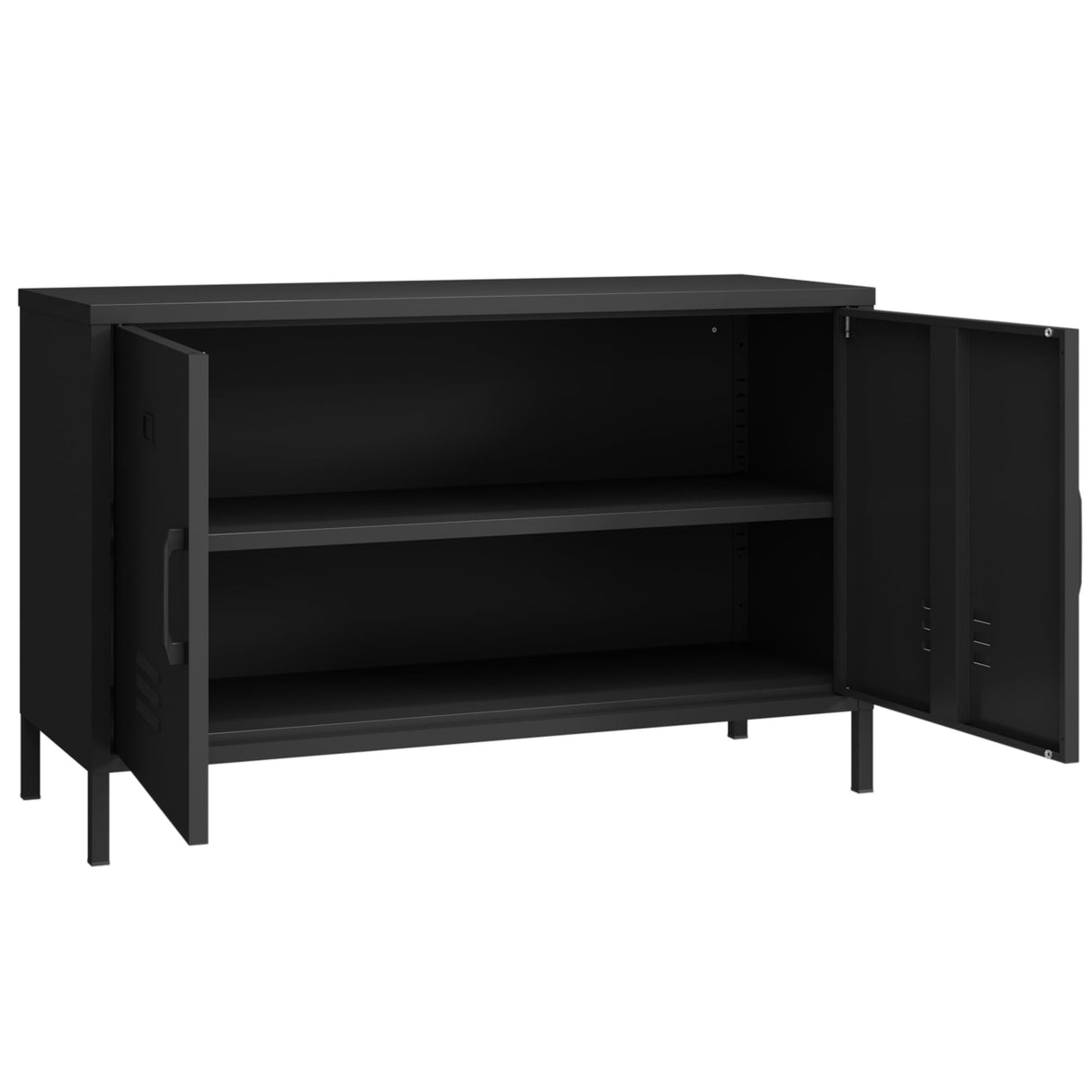 Elitehouse 2 Door Metal Accent Cabinet,Black Metal Storage Cabinet with Adjustable Shelf,2-Tier Office Cabinet,Multipurpose Metal Locker Storage Cabinet for Office Home,Music Studio Elitehouse