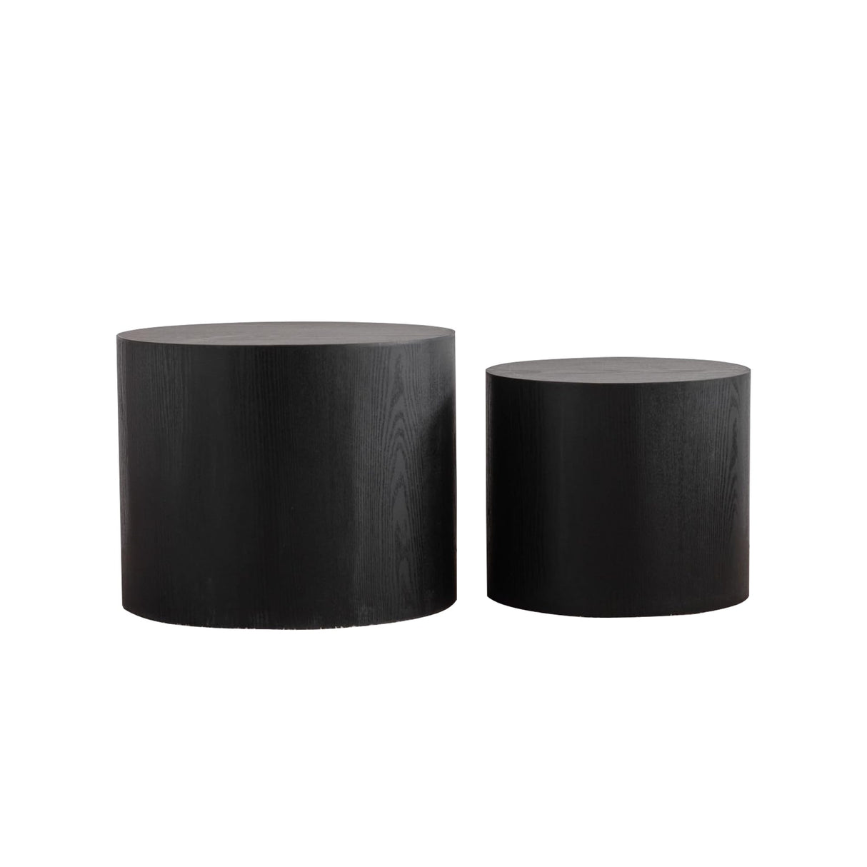GDFStudio Round Nesting Coffee Table Set of 2, Modern Wooden Accent Side Table, Space Saving Small Circular Tea Coffee Tables and End Tables Sets for Living Room Small Space, No Assembly, Black GDFStudio