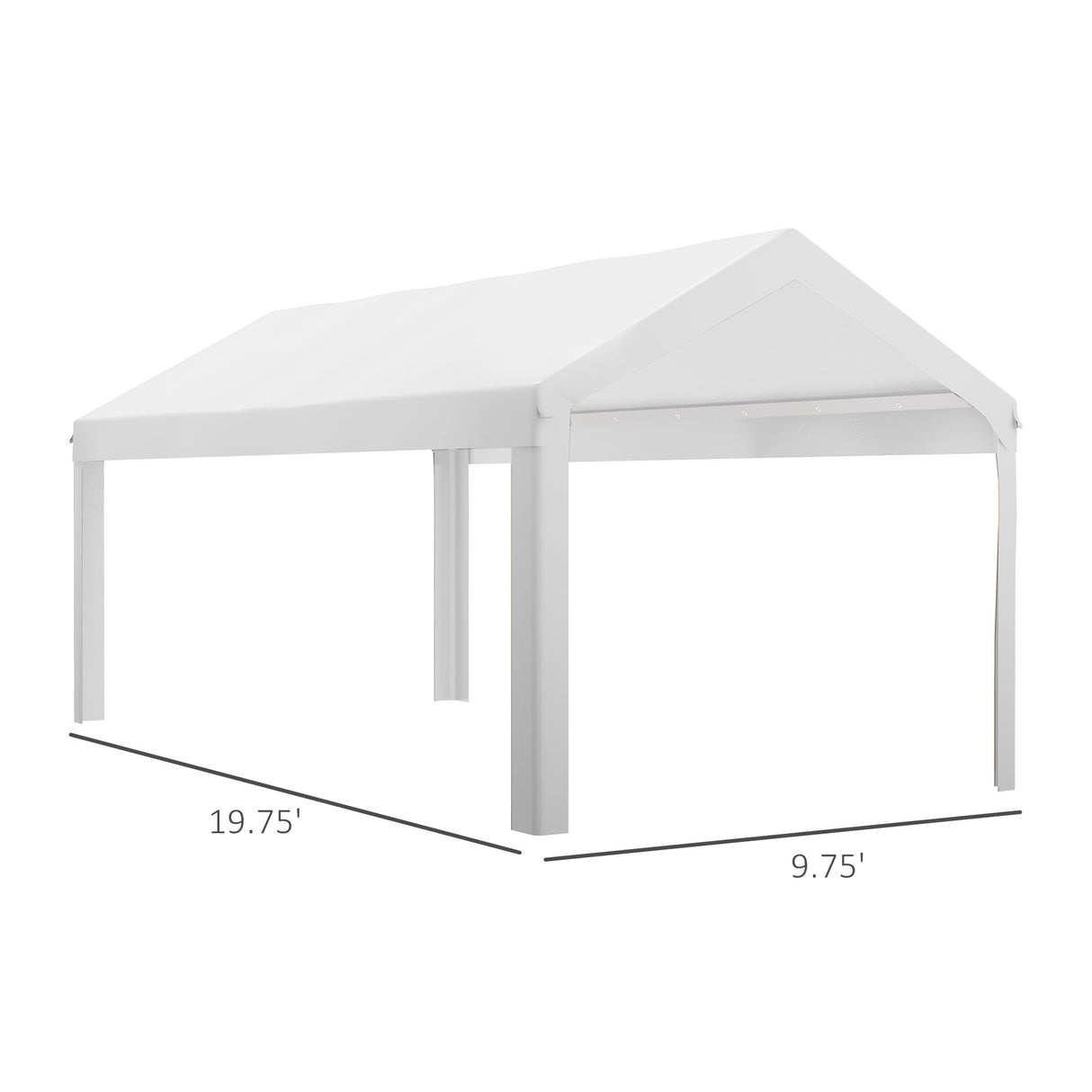 Outsunny 10' x 20' Carport Replacement Top Canopy Cover, UV and Water Resistant Portable Garage Shelter Cover with Ball Bungee Cords, White, Only Cover Outsunny