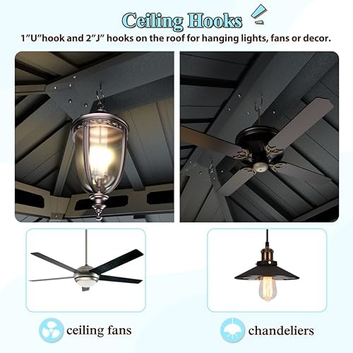 Yardenaler 14x20 FT Hardtop Gazebo Canopy with Double Galvanized Steel Roof, Permanent Outdoor Pavilion with Curtain & Mesh Netting for Patio. Garden, Backyard, Black Yardenaler