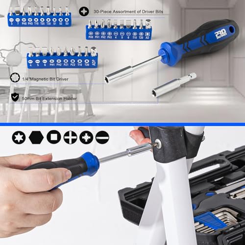 Prostormer 160-Piece Home Repair Tool Set, General Household Hand Tool Kit with Toolbox Storage Case for House, Garage, College Dorm and Office Prostormer