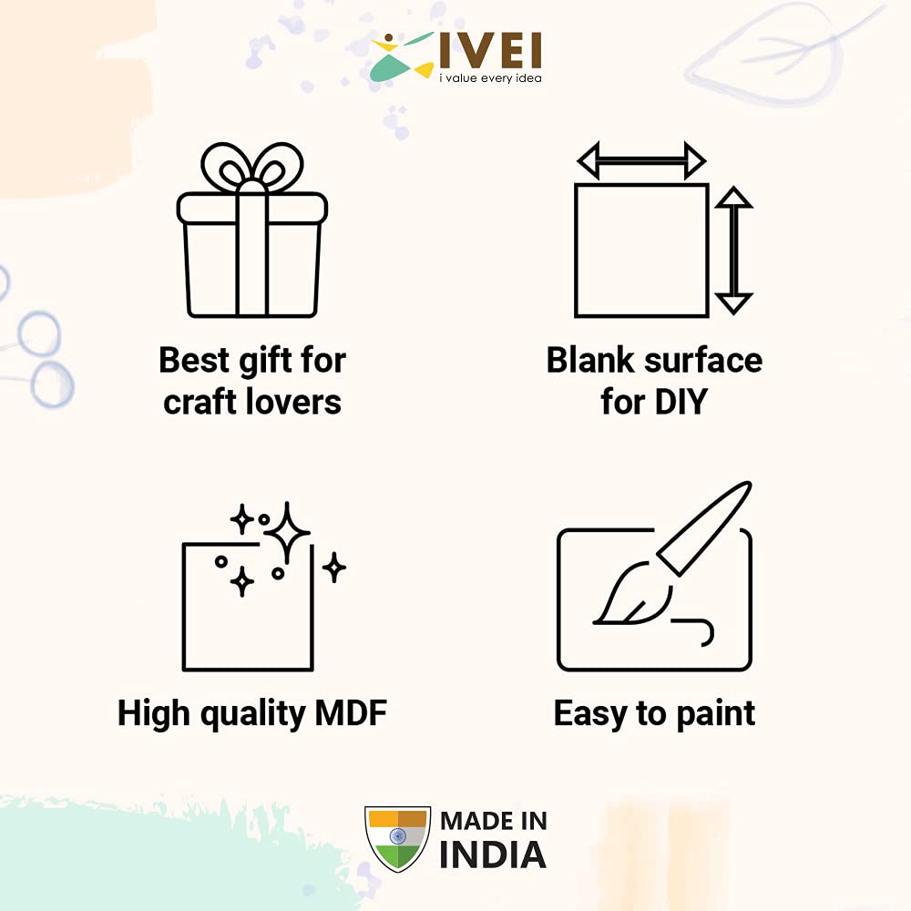 IVEI DIY MDF Coasters/Thin Wood Blanks/Keyrings/Magnets/Boxes for Painting, Decoupage, Resin Art Work & Decoration (Plain Fridge Magnet) IVEI