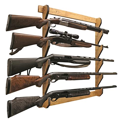 Rush Creek Creations Indoor 5 Rifle/Shotgun Wall Storage Display Rack, American Cherry Rush Creek Creations
