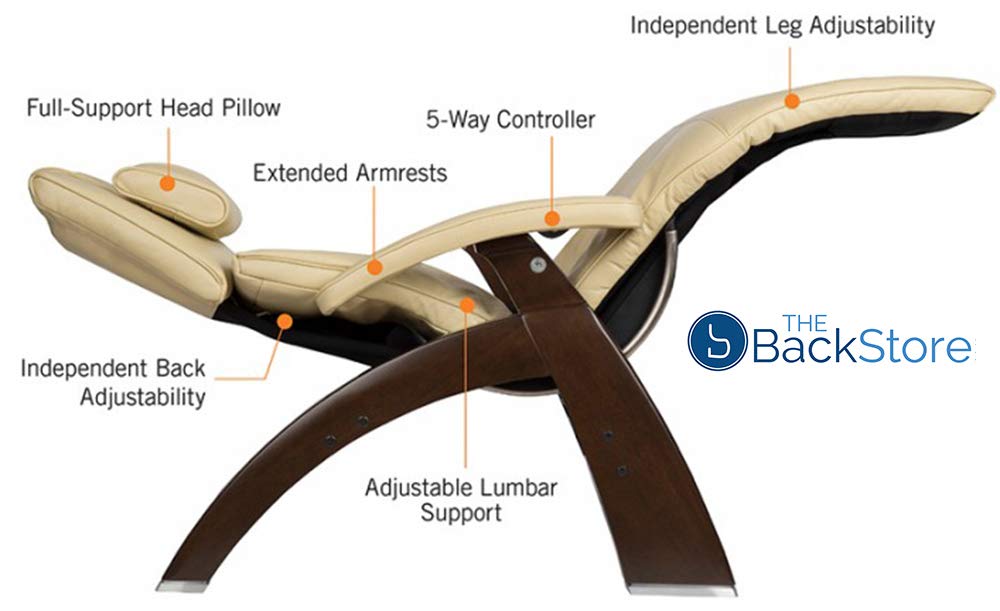 Perfect Chair Human Touch PC-610 Omni-Motion Series 2 Power Recline Black Matte Wood Base Zero-Gravity Recliner - Black Top-Grain Leather Perfect Chair