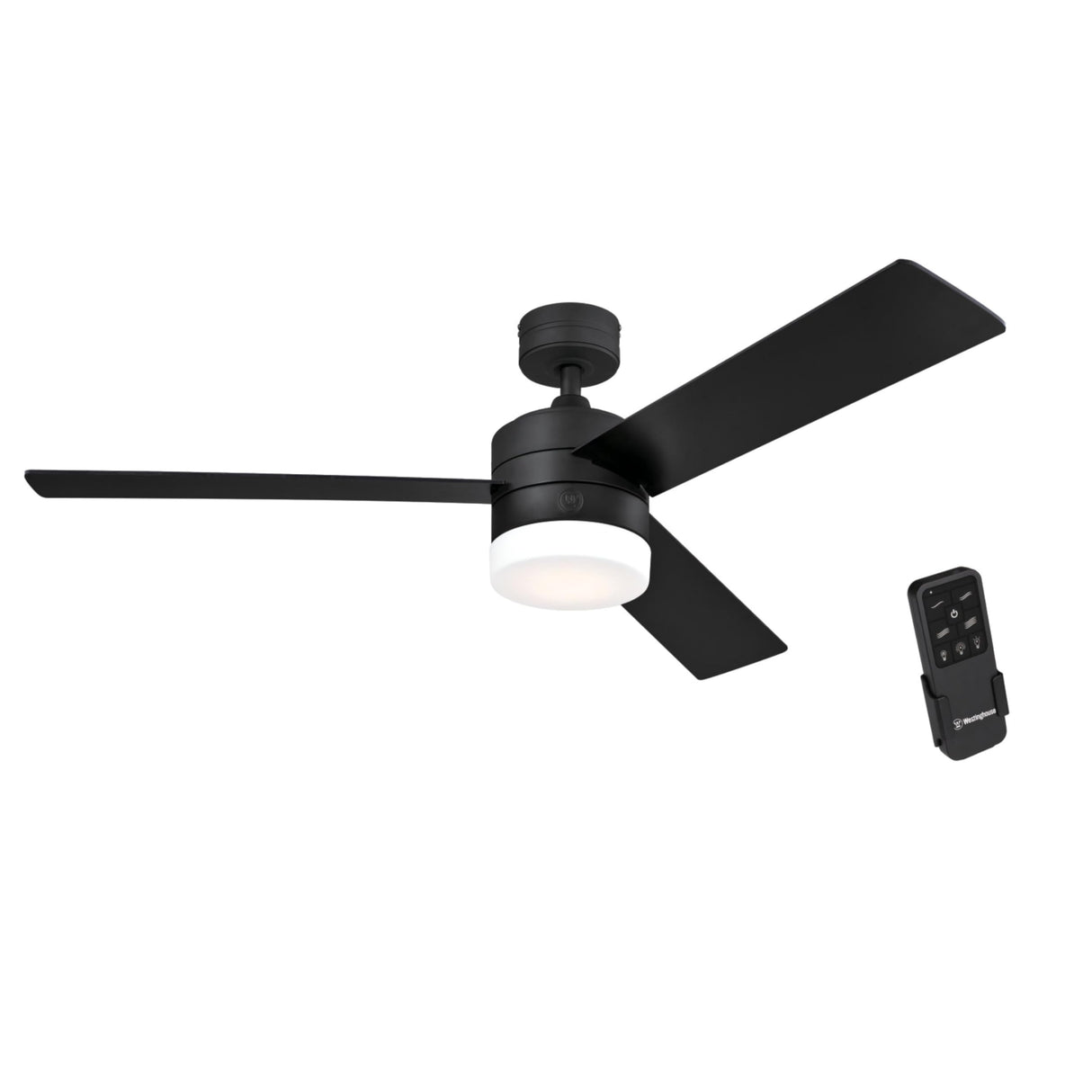 Westinghouse 7205900 Alta Vista, Modern LED Ceiling Fan with Light and Remote Control, 52 Inch, Matte Black Finish, Opal Frosted Glass Westinghouse