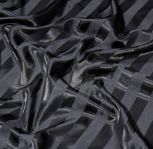 Arianaut Duvet Cover Full Size Black 5 Pieces Satin Full Duvet Cover Luxury Coquette Silk Like Striped Duvet Cover Black Bedding Set Comforter Cover with Zipper Closure 1 Duvet Cover 4 Pillow Cases Arianaut
