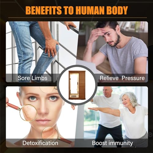 RAYPUR Far Infrared Wooden Sauna Room for Relaxation, Recovery, and Wellness Personal Home Spa Equipped with Bluetooth Music Player,Fit for Men and Women RAYPUR