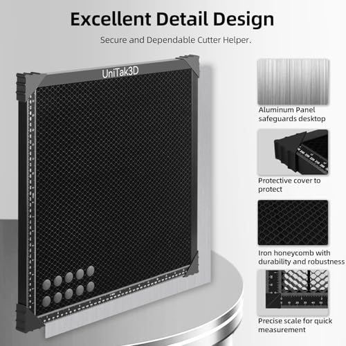 UniTak3D Honeycomb Laser Bed 300 x300 mm Working Table for S1/RAY5 Engraver,Fast Heat Dissipation and Desktop Protection with Aluminium Plate(Working Area:10.245x10.24in) UniTak3D