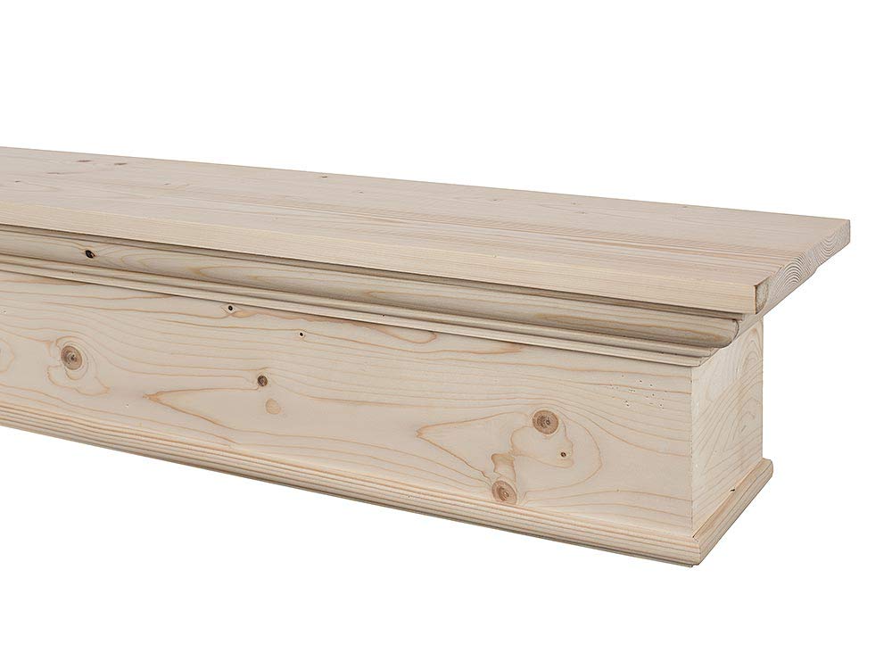 MANTELSDIRECT 60 Inch Floating Fireplace Mantel Wood Shelf in Unfinished - Bellamy from Mantels Direct | Wooden Rustic Wall Shelf Perfect for Décor and Electric Fireplaces MANTELSDIRECT