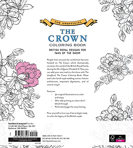 The Unofficial The Crown Coloring Book: British royal designs for fans of the show WoodArtSupply