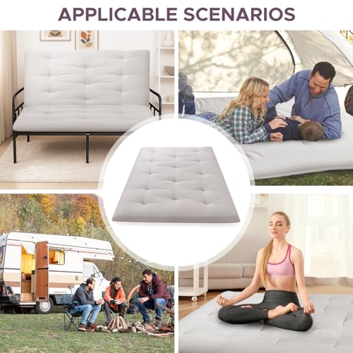 Japanese Floor Mattress, 100% Cotton 2.5" Thicken Foldable Futon Mattress Tatami Mat Sleeping Pad, High Density Foam, Ideal for Comfort and Support, Kids Floor Lounger Pillow Bed Sofa (Light Gray) SCHNAUZER HOME