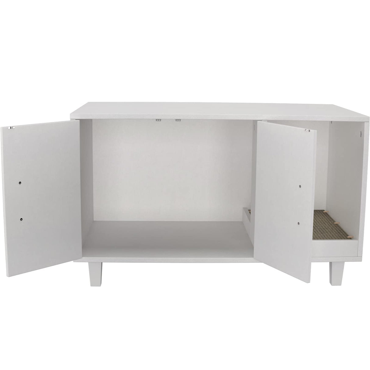 GDLF Modern Wood Pet Crate Cat Washroom Hidden Litter Box Enclosure Furniture House as Table Nightstand with Scratch Pad,Stackable (White) GDLF