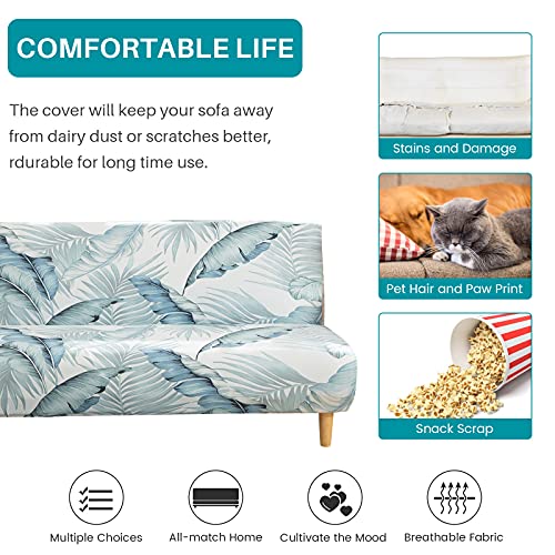 Beacon Pet Stretch Sofa Slipcover Armless Futon Cover Printed Fitted Furniture Protector Elastic Polyester Spandex Washable Armless Sofa Cover Folding Couch Shield Sofa Cover Beacon Pet