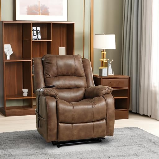 Signature Design by Ashley Yandel Faux Leather Electric Power Lift Recliner for Elderly, Brown Signature Design by Ashley