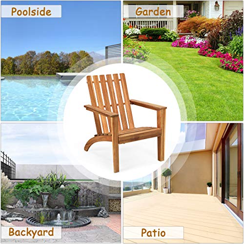 Giantex Adirondack Chair Set of 2 Acacia Wood Outdoor Chairs, 350 lbs Weight Capacity, Weather Resistant Campfire Chairs for Lawn Seating, Garden, Poolside, Balcony, Patio Adirondack Lounger Giantex