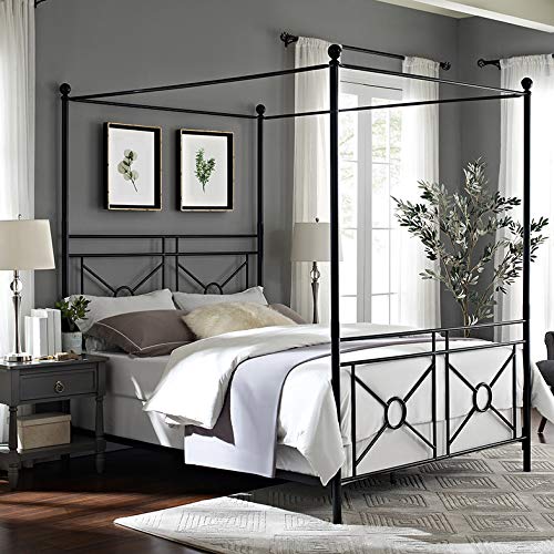 Crosley Furniture Montgomery Canopy Bed Set, Black, Queen Crosley Furniture