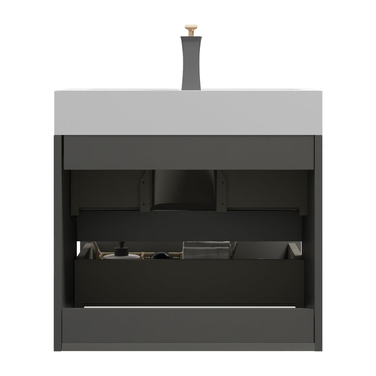BLUHOUZZ Alice 24 Inch Bathroom Vanity with Sink with Overflow, Large Storage Wall Mounted Floating Bathroom Vanity for Modern Bathroom, One-Piece Sink Basin Minimalist Bathroom Sink Cabinet BLUHOUZZ