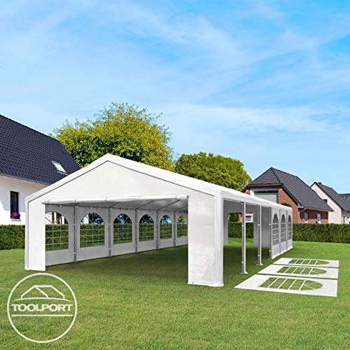 TOOLPORT Party Tent 16x16 ft Garden Tent Canopy PE 450 N Tarpaulin 100% Waterproof White TOOLPORT