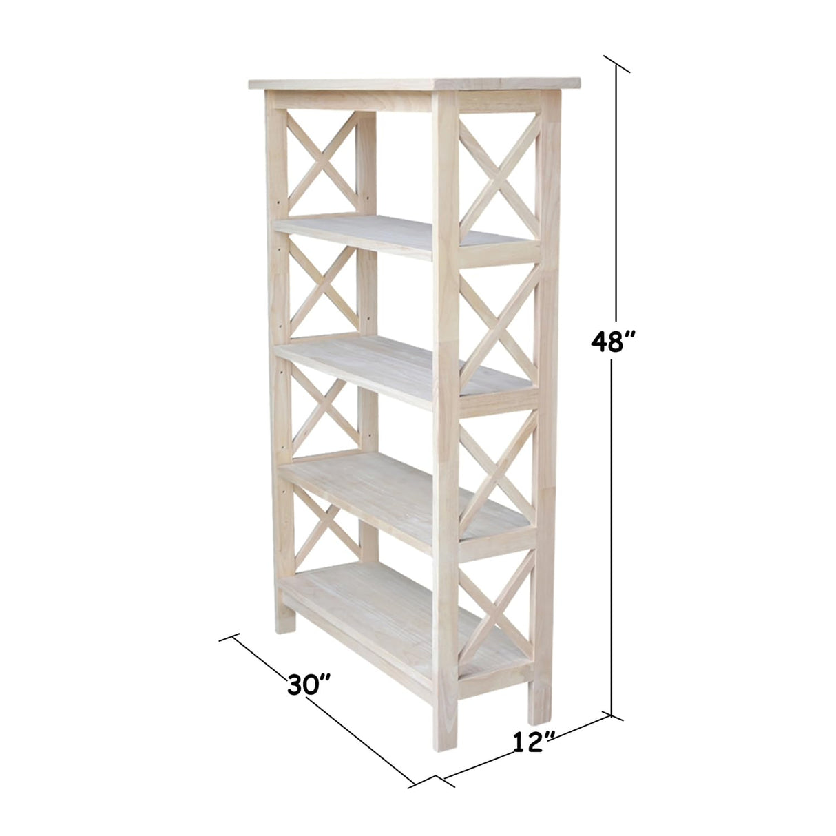 International Concepts 4-Tier X-Sided Bookcase, Unfinished IC International Concepts