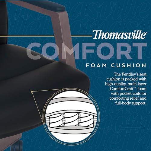 Thomasville® Fendley Ergonomic Vegan Leather Mid-Back Office Chair, Black/Brown Thomasville