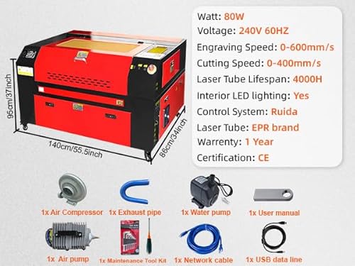 CO2 Laser Engraver 80W, 20x28 in Laser Engraving Machine with 2-Way Pass Air Assist, Industrial Laser Cutter Cutting Machine for Wood Glass Acrylic Sihao