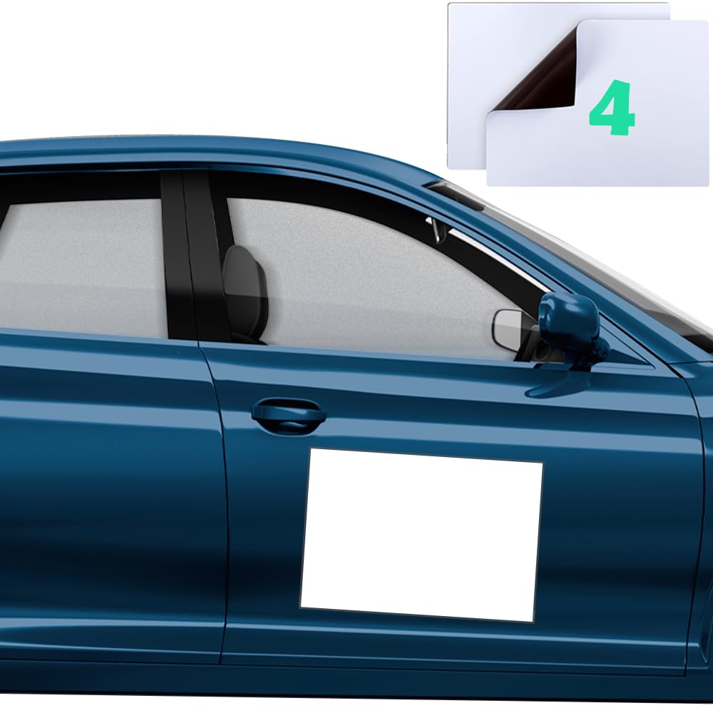 4 Pack Size 9” x12” Blank Car Magnet, Magnetic Signs for Vehicles with 50 Mils, White Magnetic Sheets for Car to DIY Advertise Business and Cover Company Logo, Personalized Vehicle Magnets BFhongly