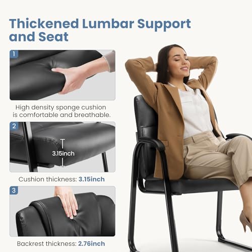 DUMOS Office Desk Guest Chair Set of 8, Leather Waiting Room Chairs with Padded Arms for Elderly Home Reception Area Conference Room Lobby Side breakroom DUMOS