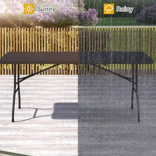 DWVO 6FT Folding Table, Heavy Duty Folding Tables with Carrying Handle, HDPE Fold up Table for Outdoor Camping Picnic Parties, Indoor Events (Black) DWVO