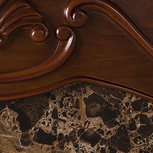 SEI Furniture Cardona Carved Wood & Faux Marble Electric Fireplace, New Walnut SEI Furniture