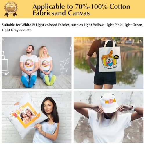 TransOurDream Upgraded Iron on Heat Transfer Paper for T Shirts (20 Sheets, 8.5x11) Iron on Transfers for Light Fabric Printable Heat Transfer Vinyl for Inkjet Printer (TOD-4) TransOurDream
