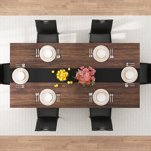 chartustriable 7PCS Dining Table Set for 4 5 6 People, 71" Large Long Wooden Kitchen Table with 6 Chairs (Brown, 71IN Table+6 PCS Chairs) chartustriable